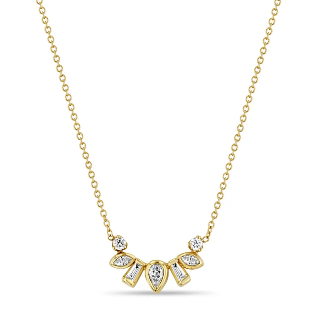 Zoe Chicco 14k Mixed Cut Diamond Bezel Curve Necklace