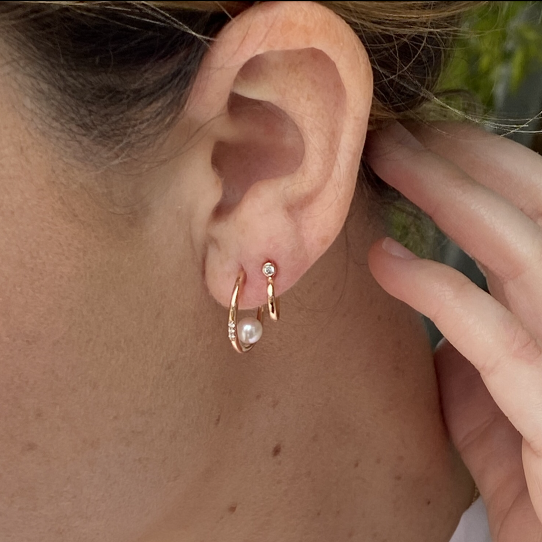 14k rose gold OADA diamond post earrings