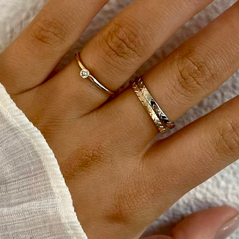 GELA 14k Gold Etched Stacker Ring