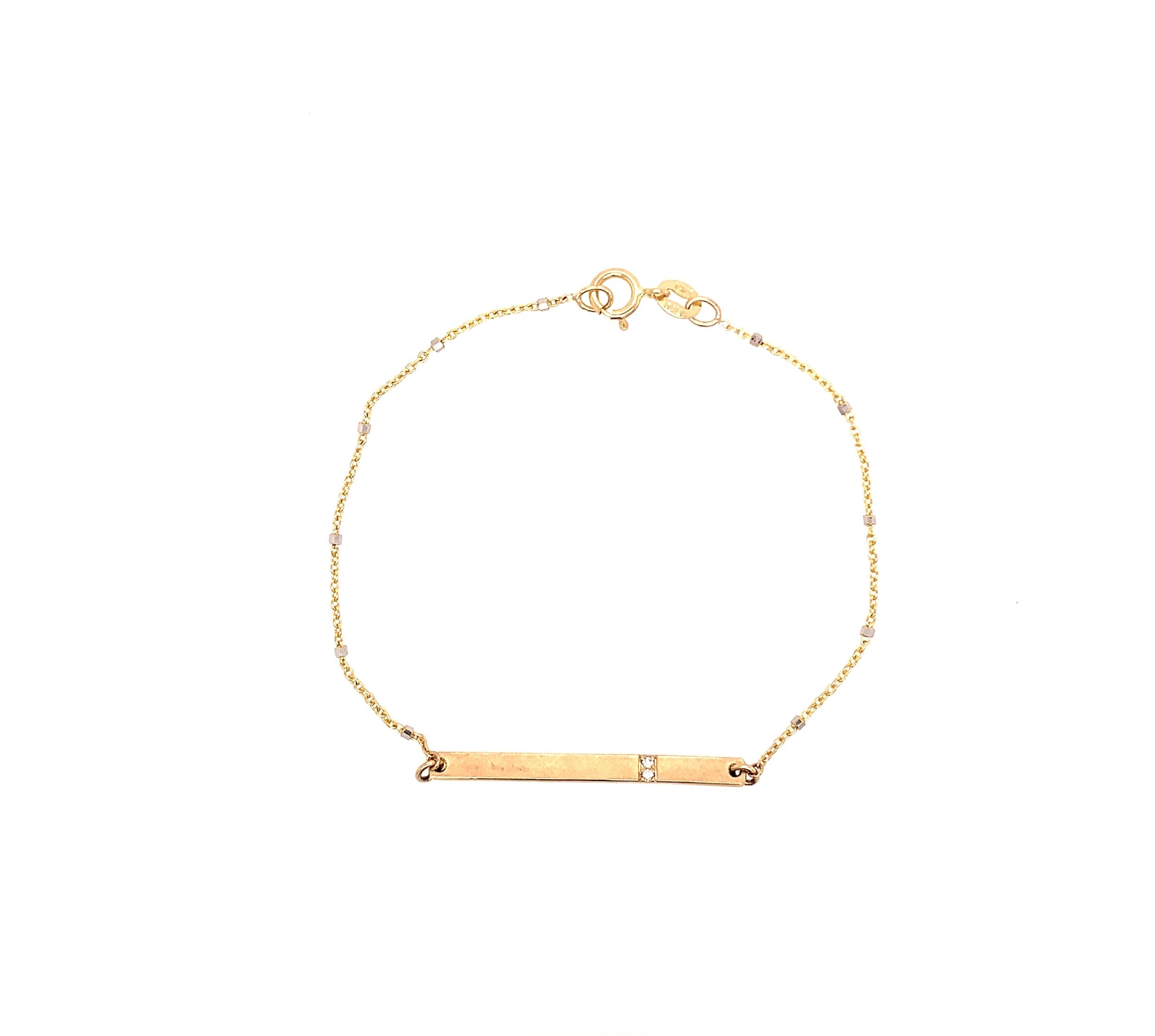 14k yellow gold GNAB bar bracelet