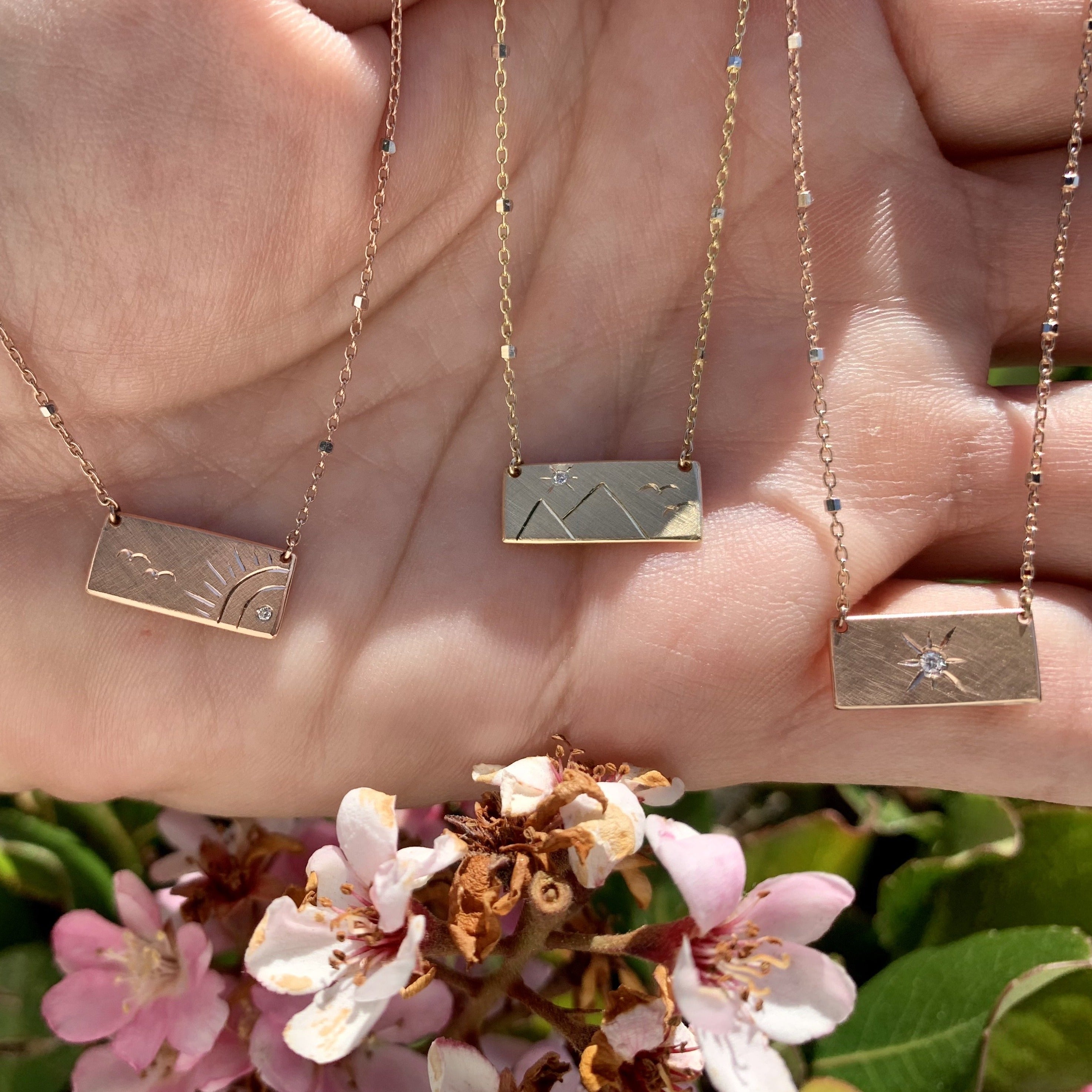 14k gold COCI bar necklace with COCO and COCA necklaces