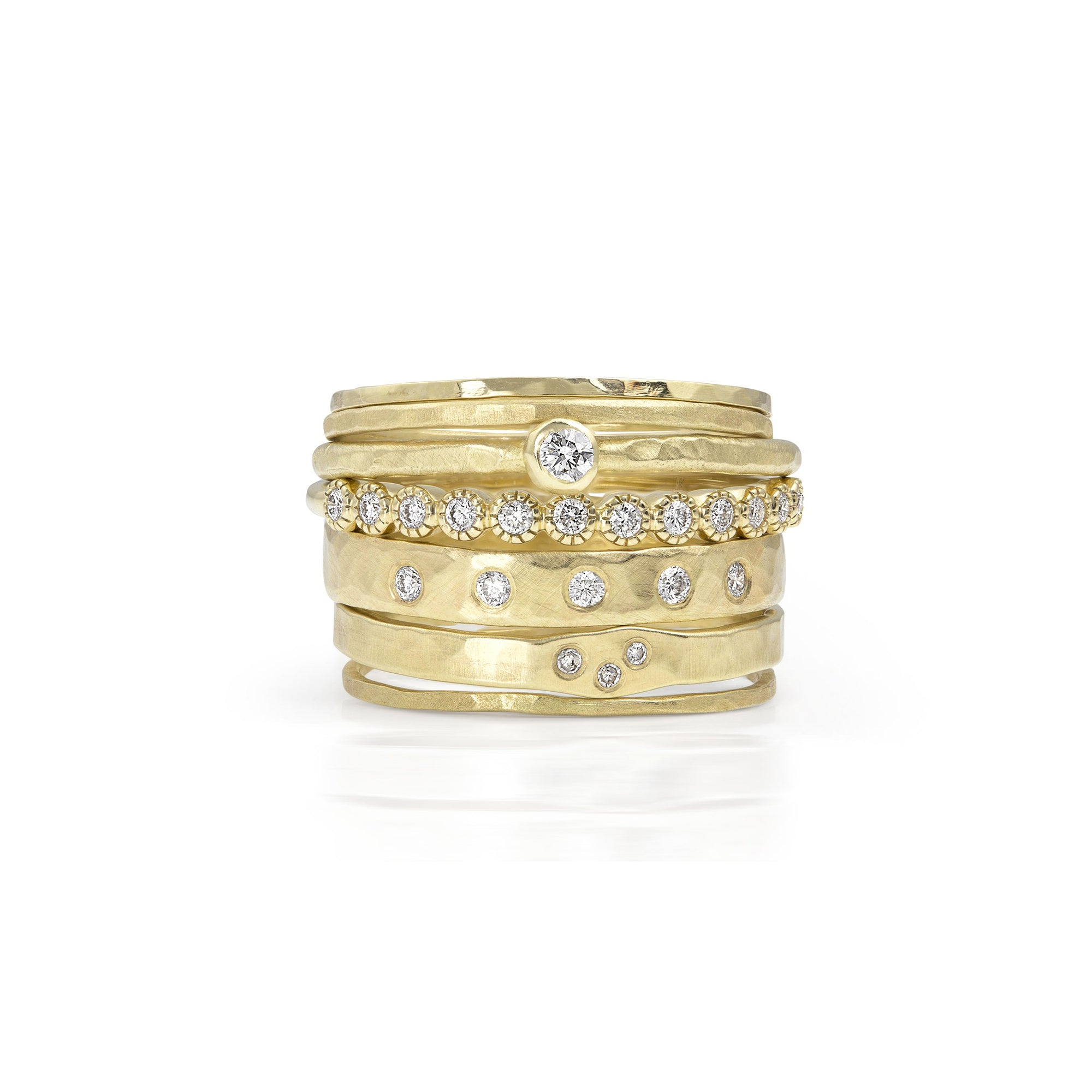 14k gold stack of favorites from the Julez Bryant ring collection