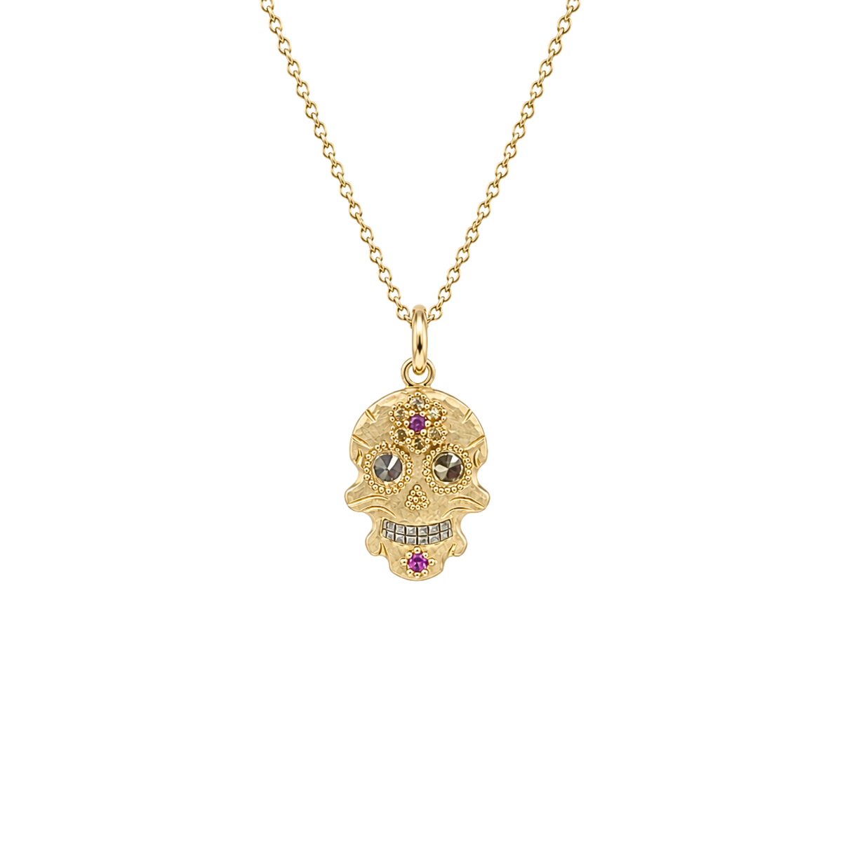 Petite Floral Sugar Skull Pendant 14k Gold | Julez Bryant