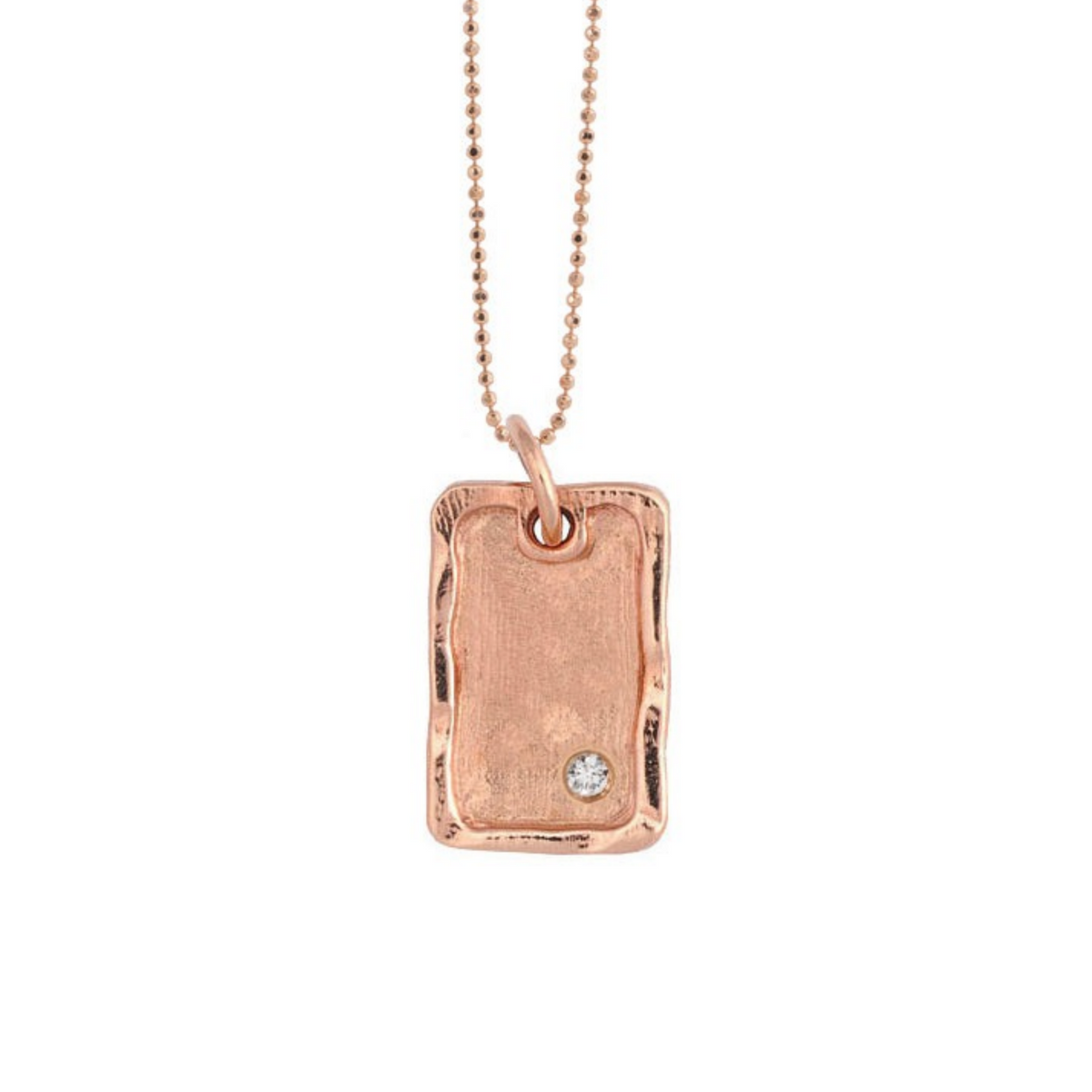 14k gold dog tag pendant with white background