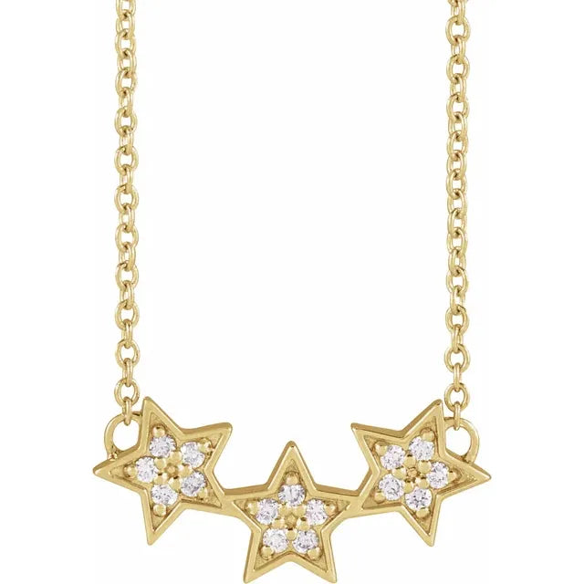 14k Gold Star Necklace with diamonds