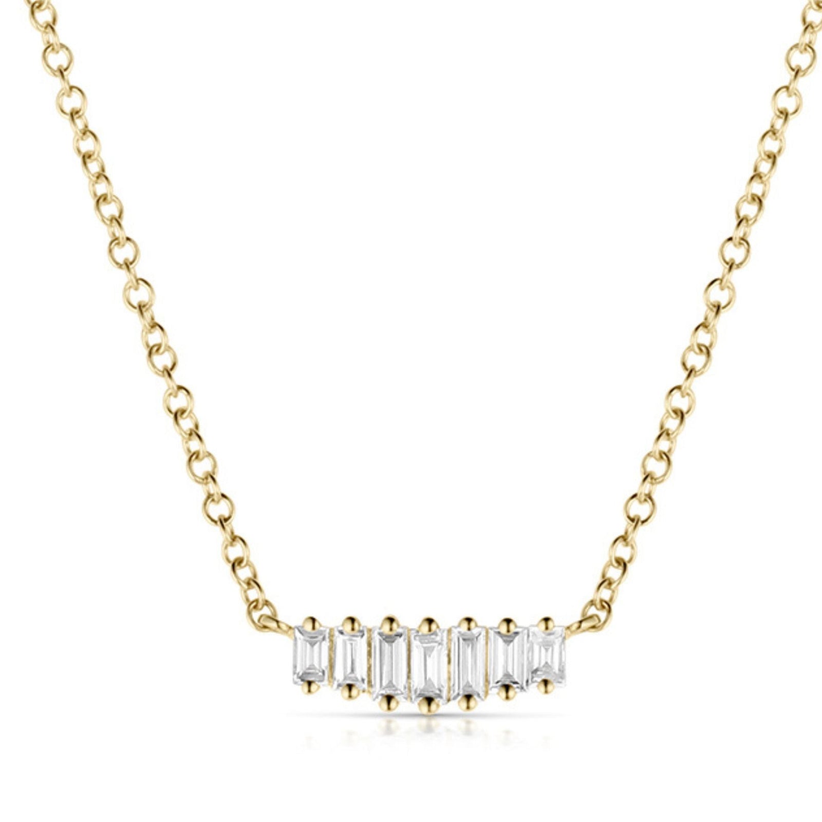 14k Gold Yellow Necklace with White Diamonds