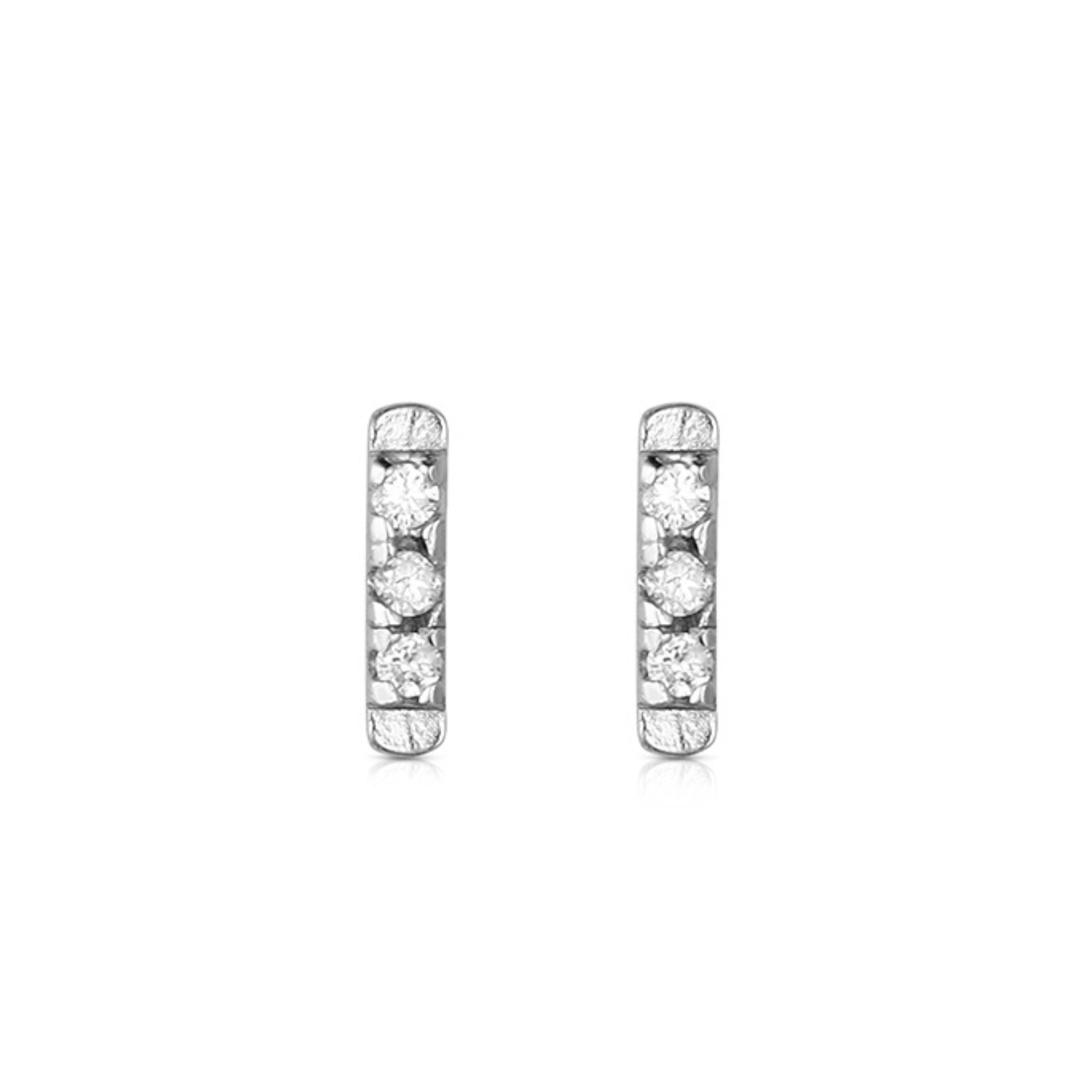 14k White Gold bar stud earrings