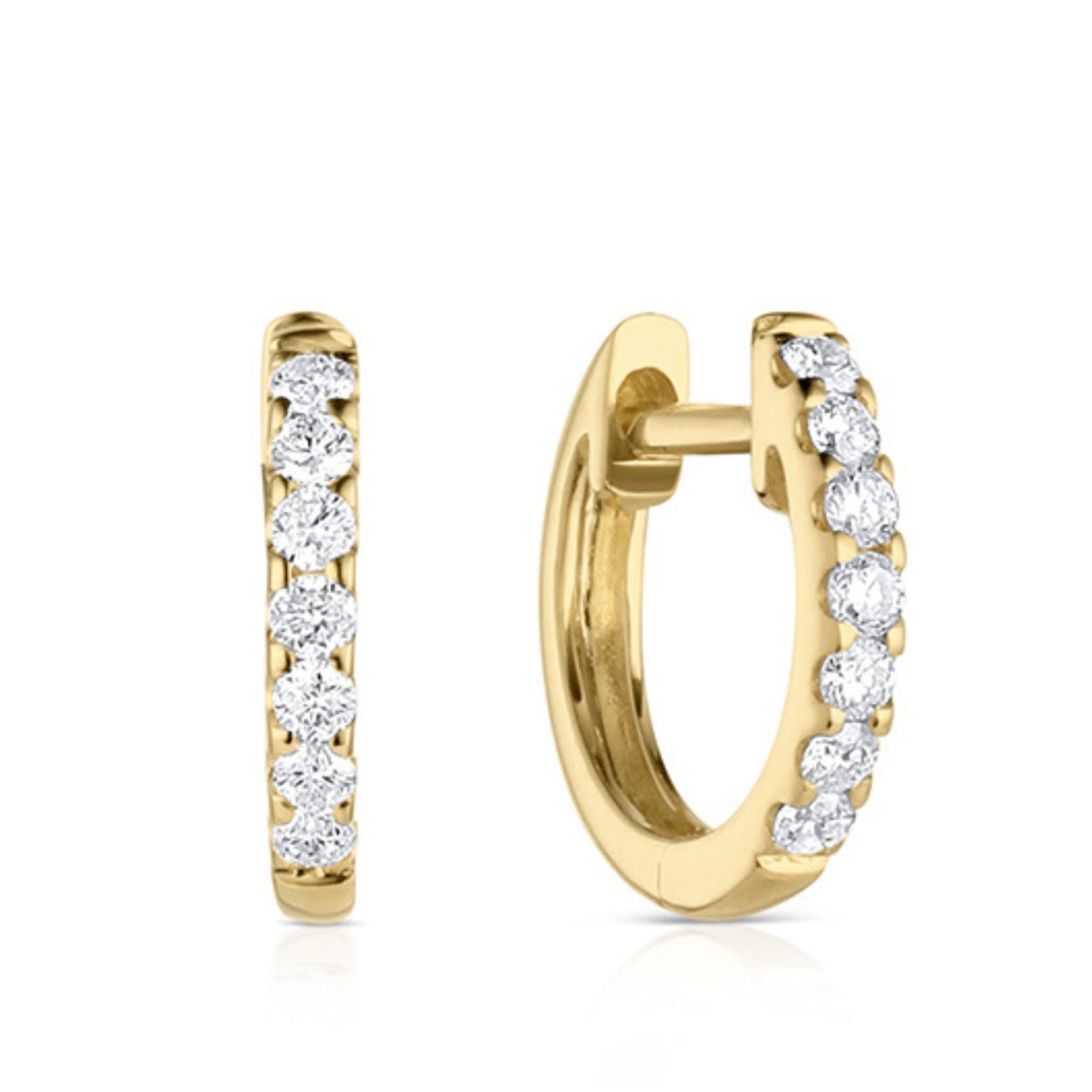 14k gold diamond huggie hoops