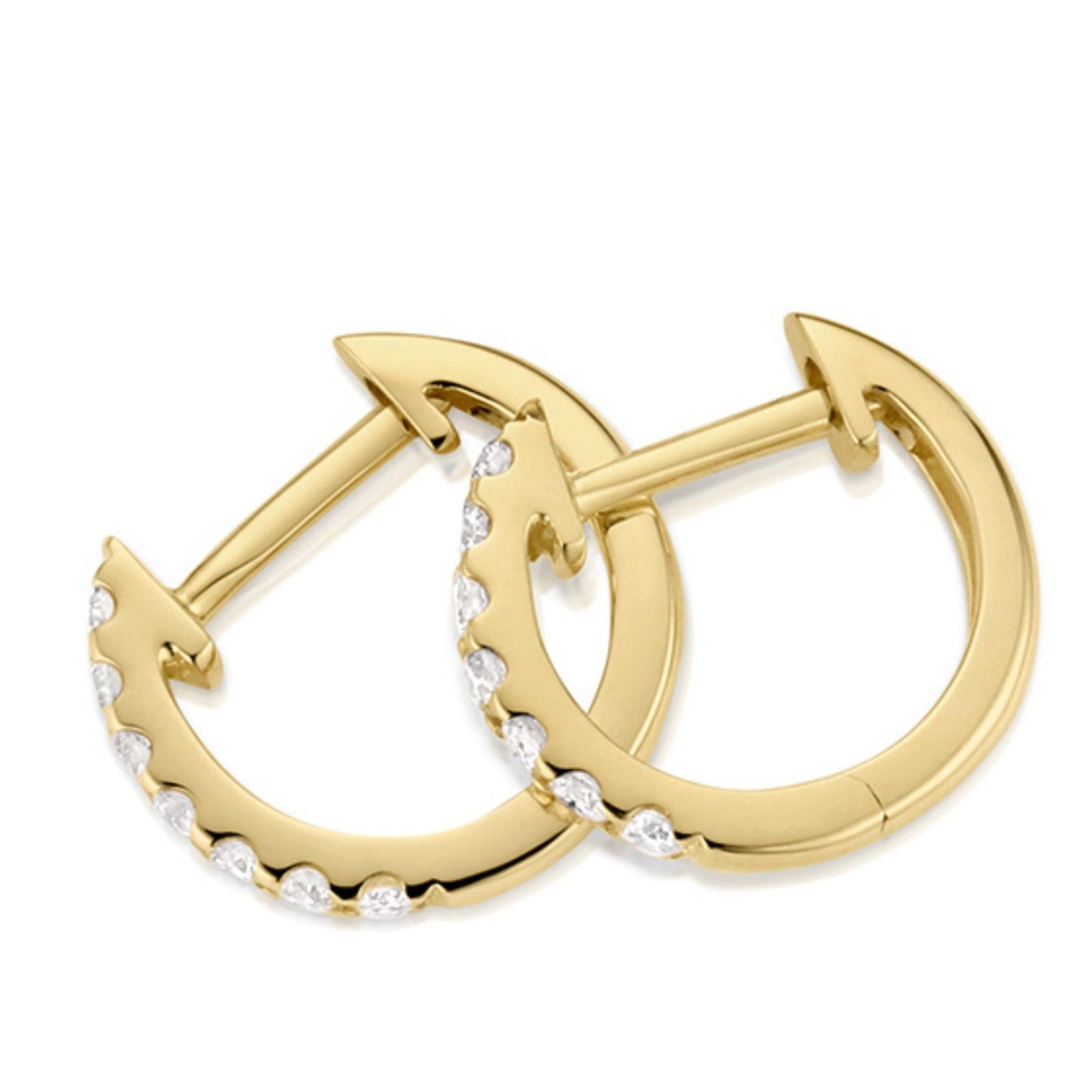 14k gold diamond huggie hoops