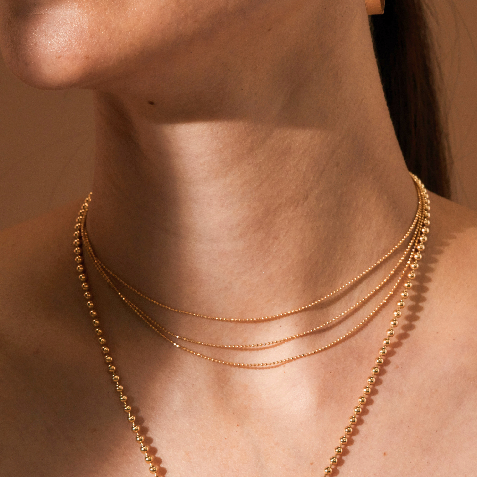 1.0mm CHAI 14k Gold Triple-Layer Dainty Choker | Dainty Necklace