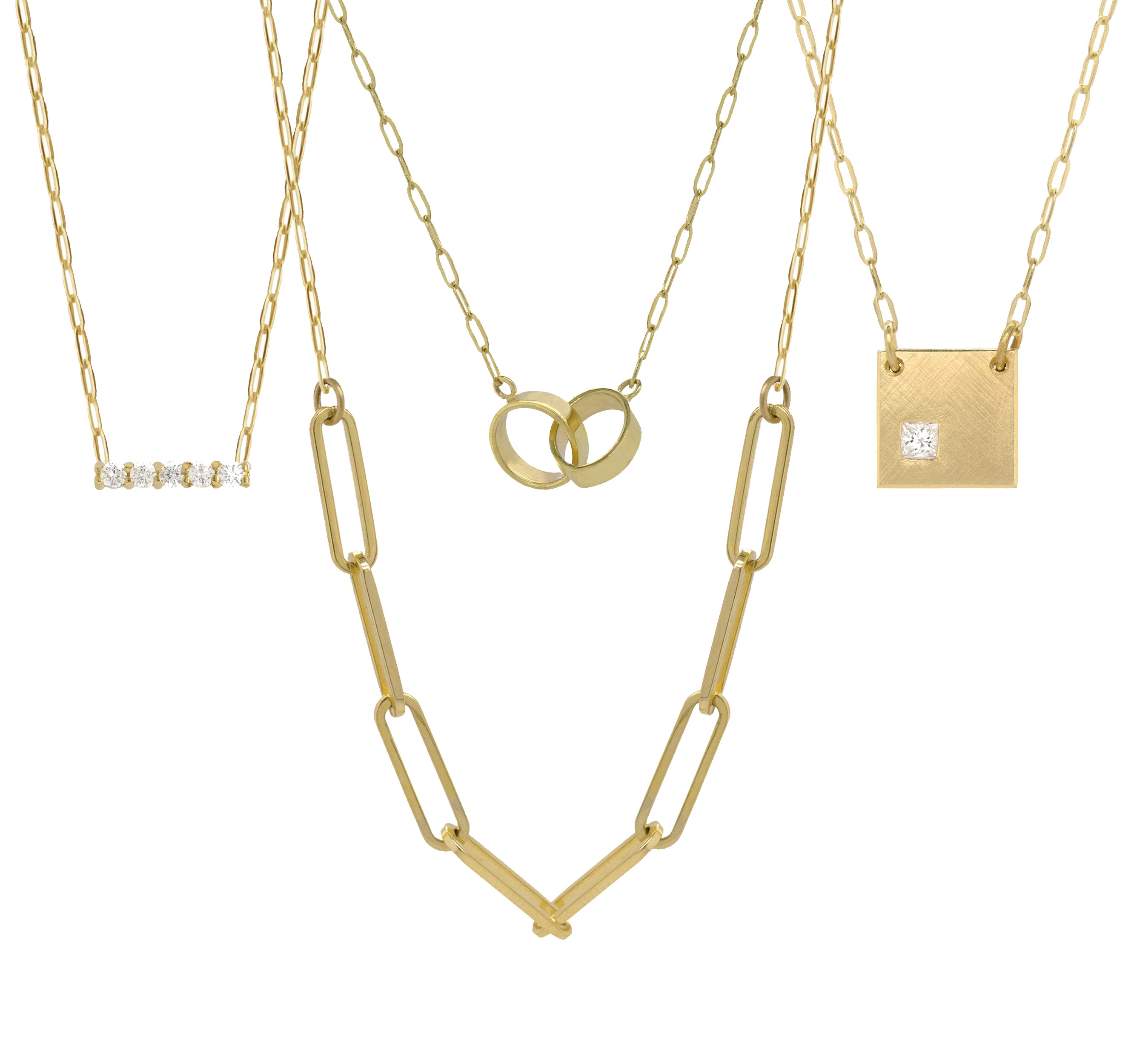 14k Gold Square Pendant Necklace with Princess Diamond | Julez Bryant