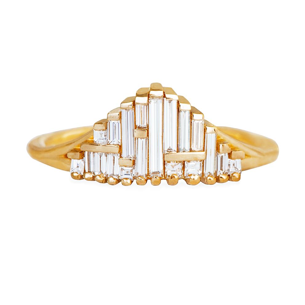 Artemer 18k Gold Art Deco Style Engagement Ring