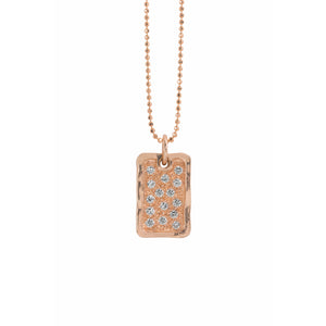 14k rose gold DEFT small dog tag charm with white diamonds