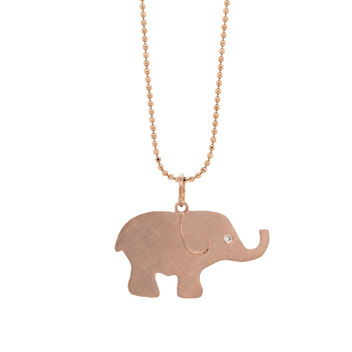 14k gold elephant pendant on white background