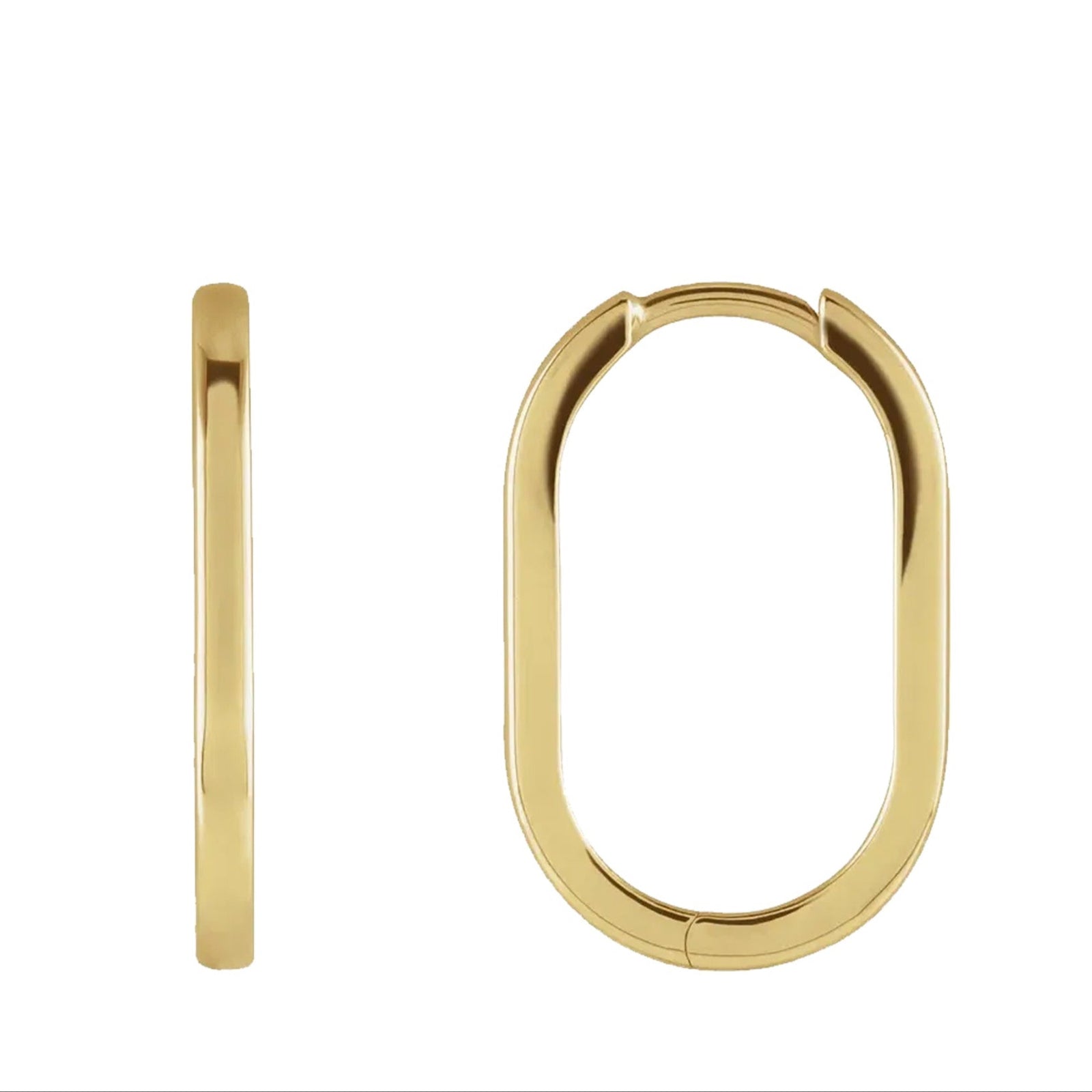 ELSI 14k Gold Oval Hinged Hoops