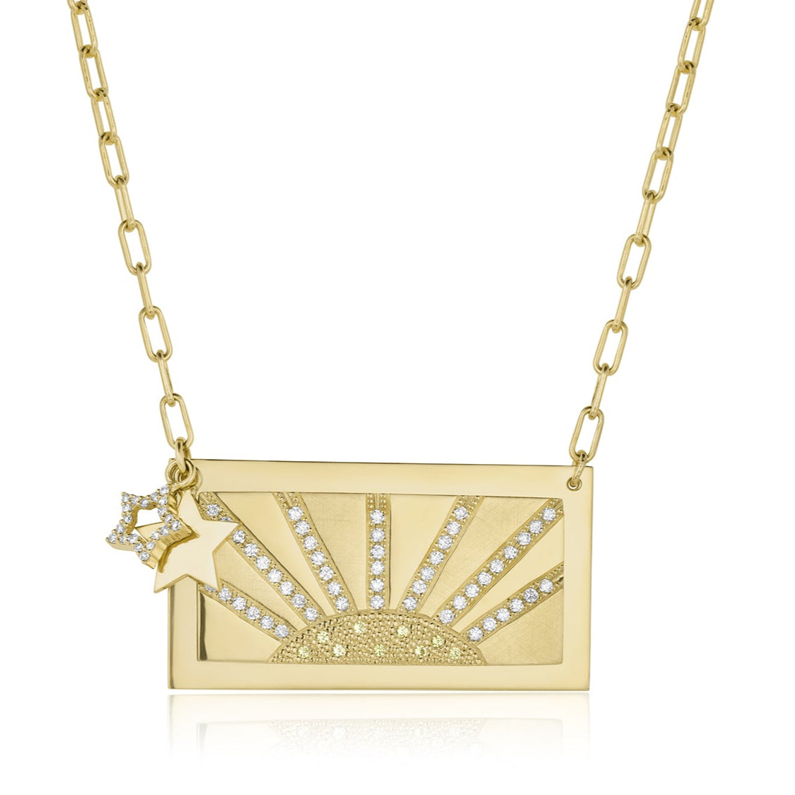 14k gold rays of sun pendant