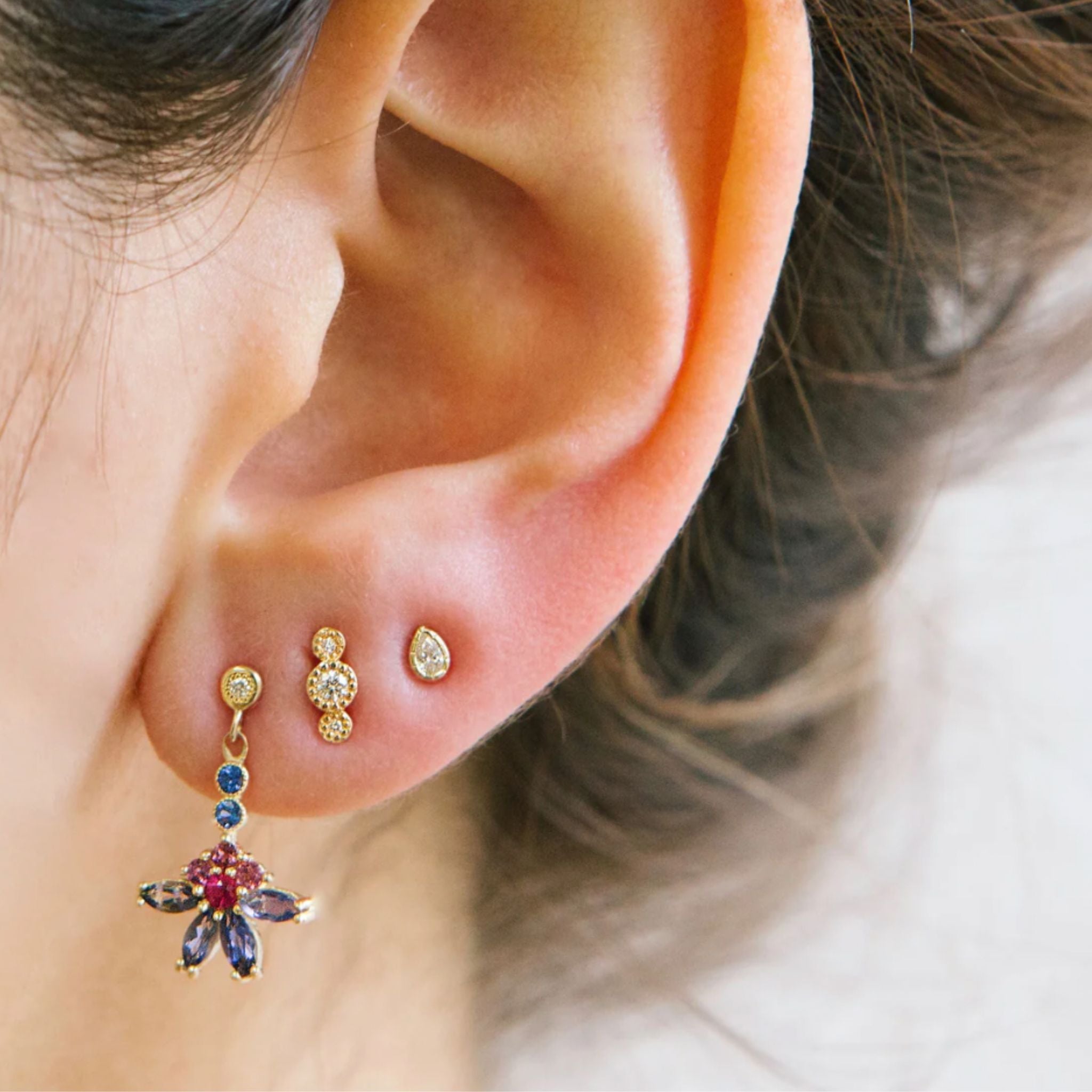 Jennie Kwon Diamond Trio Stud Earring