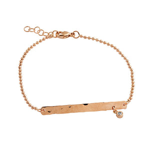 14k rose gold PARI bar bracelet with diamond dangle