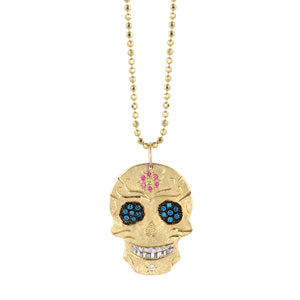 14k Gold Ghostrider Skull pendant Charm