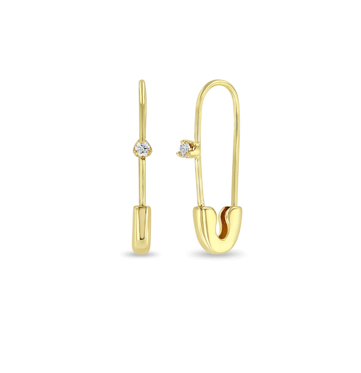 Zoe Chicco 14k Gold Safety Pin with Prong Diamond Threader Earring