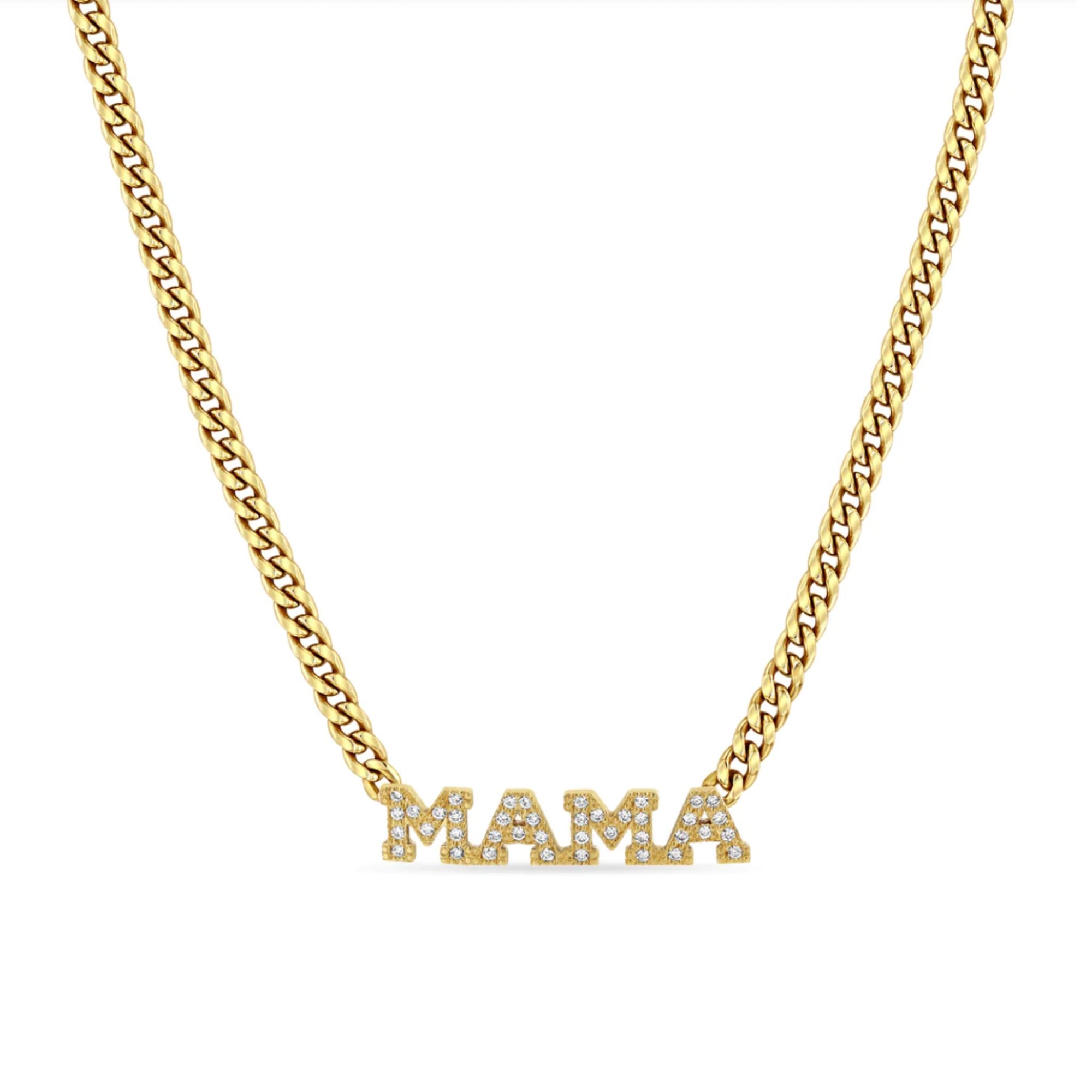 Zoe Chicco 14k Paved Diamond "MAMA" Necklace