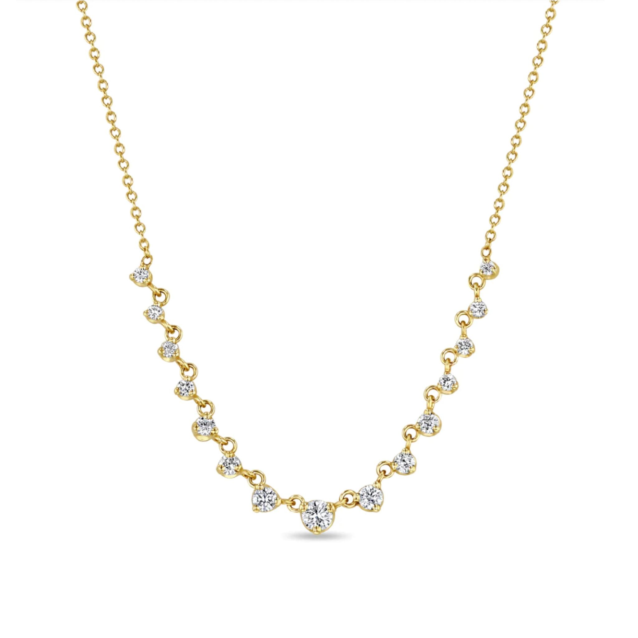 Zoe Chicco 14k 15 Linked Graduated Prong Diamond Necklace