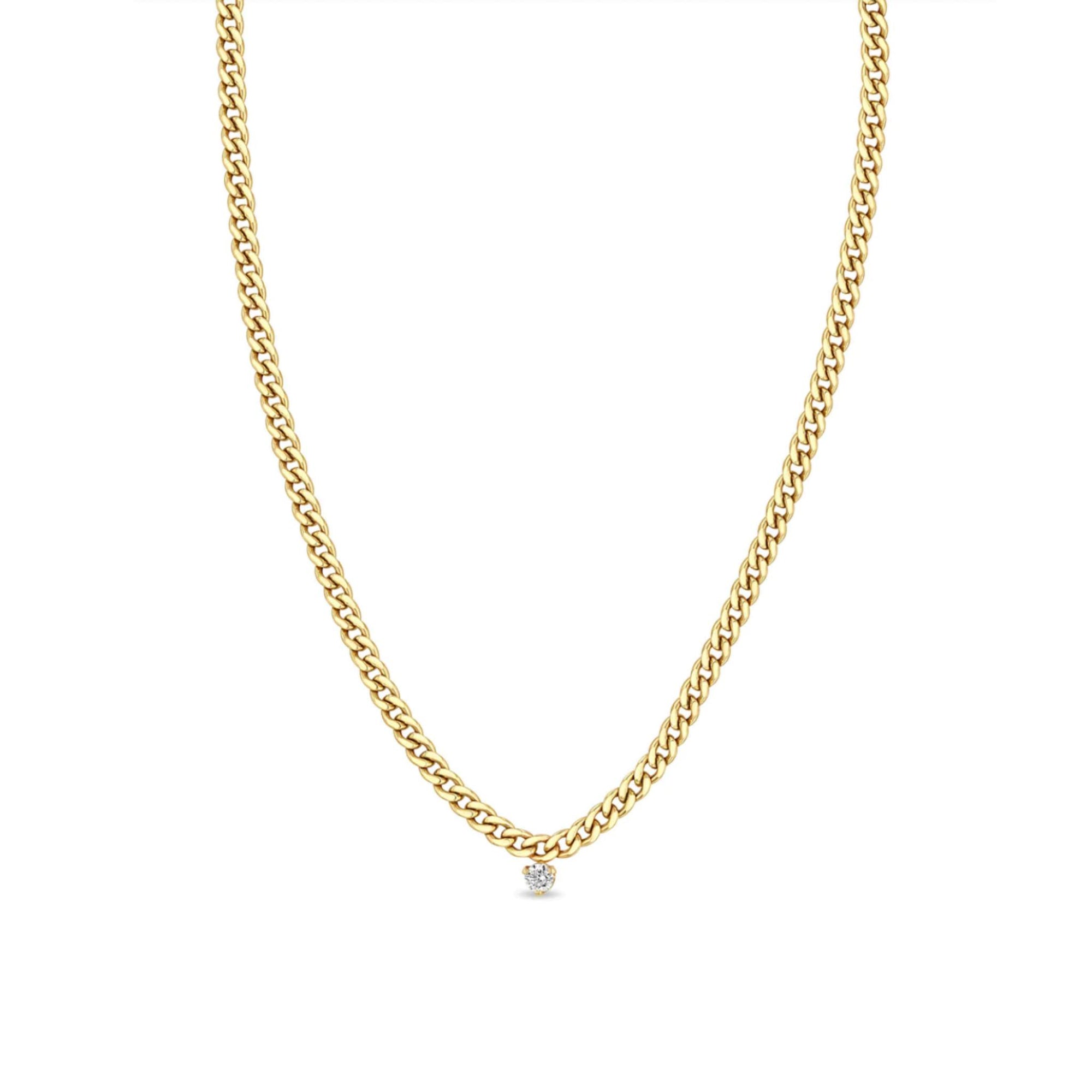 Zoe Chicco 14k Single Prong Diamond Small Curb Chain Necklace