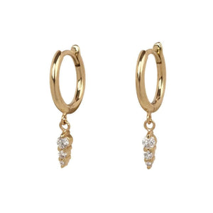 Zoe Chicco 14k Hinged Huggie Hoops with Dangling Diamonds