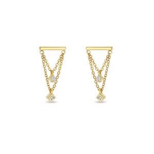 Zoe Chicco 14k Bar and Mixed Diamond Double Chain Drop Earrings