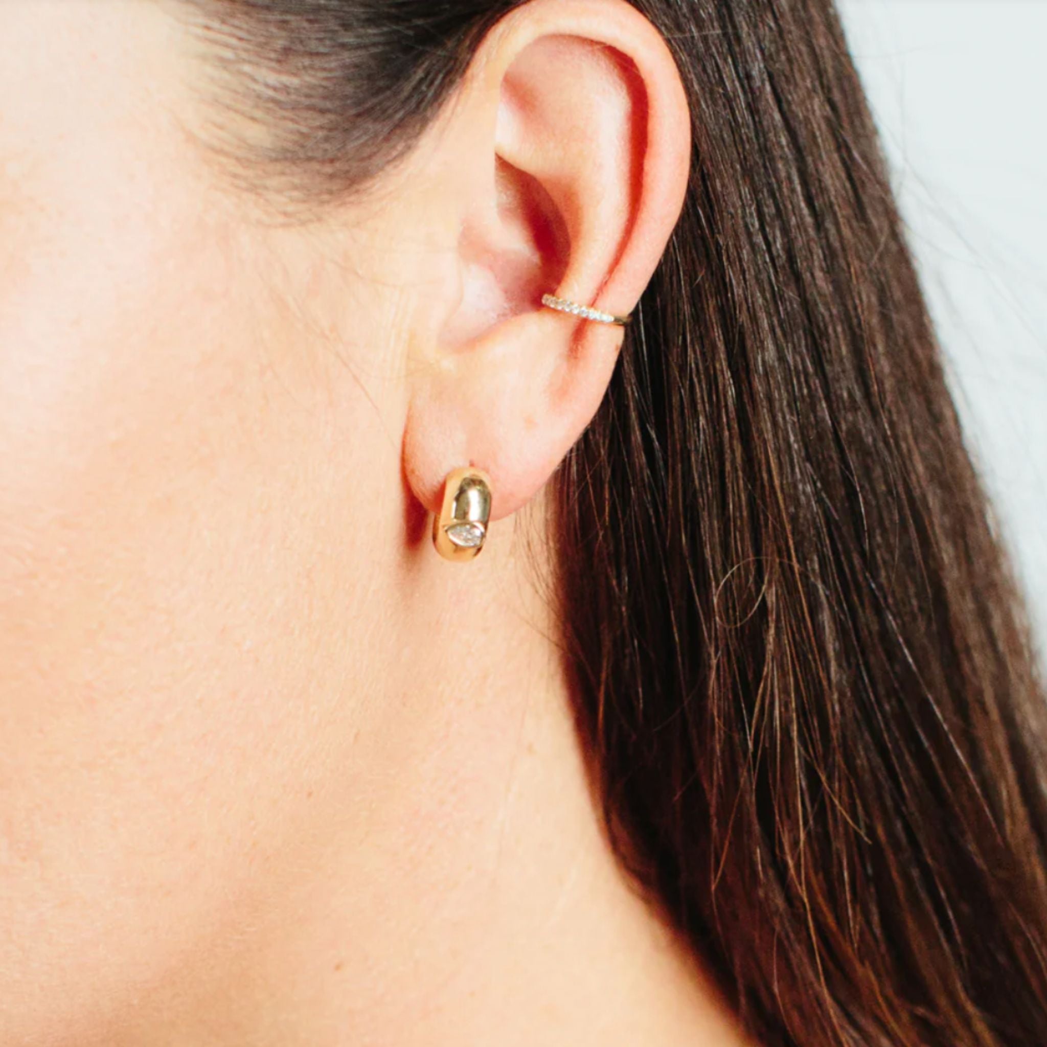 Zoe Chicco 14k Pear Diamond Wide Chubby Huggy Hoops