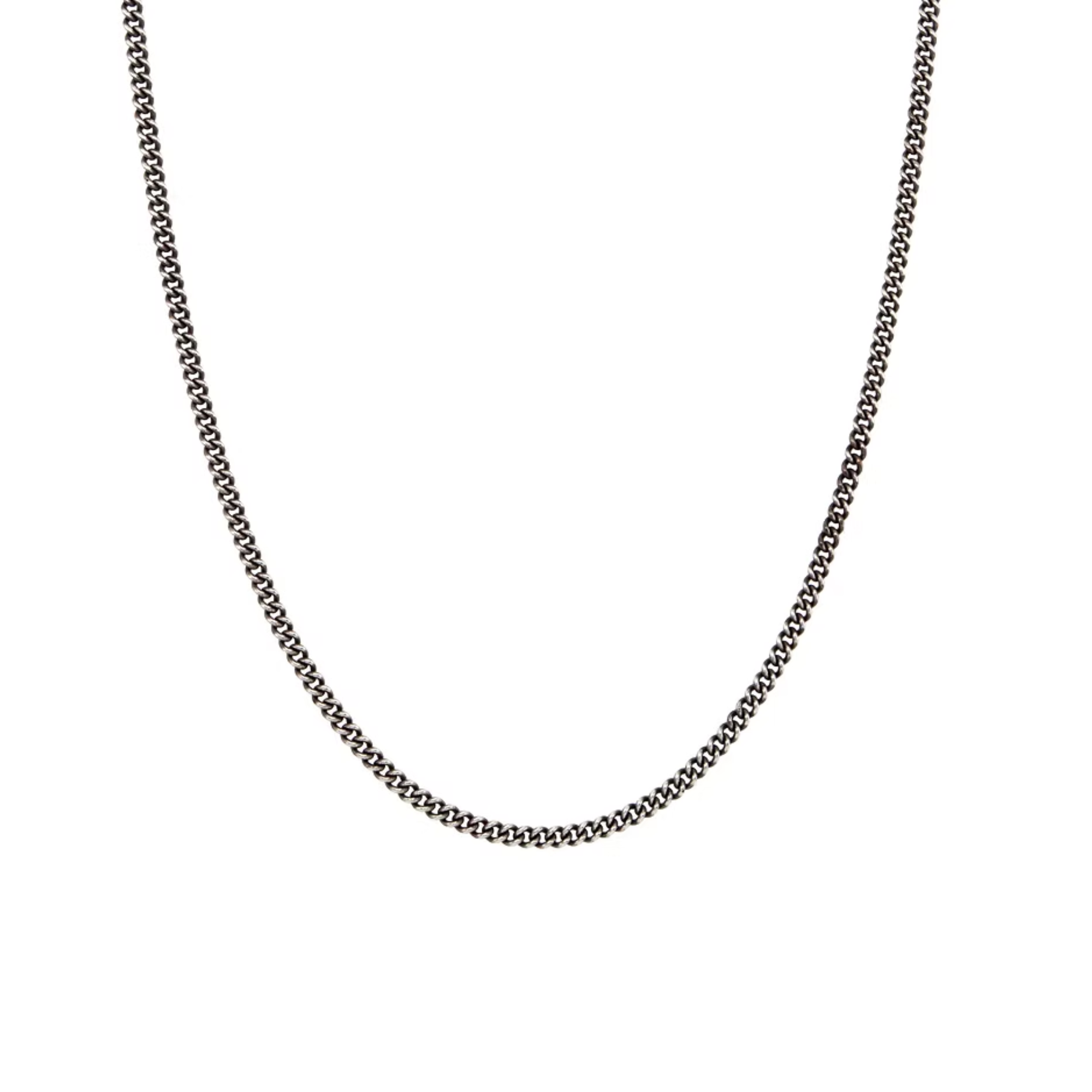 2.2mm Blackened Sterling Silver Flat Curb Chain | Everyday Necklace