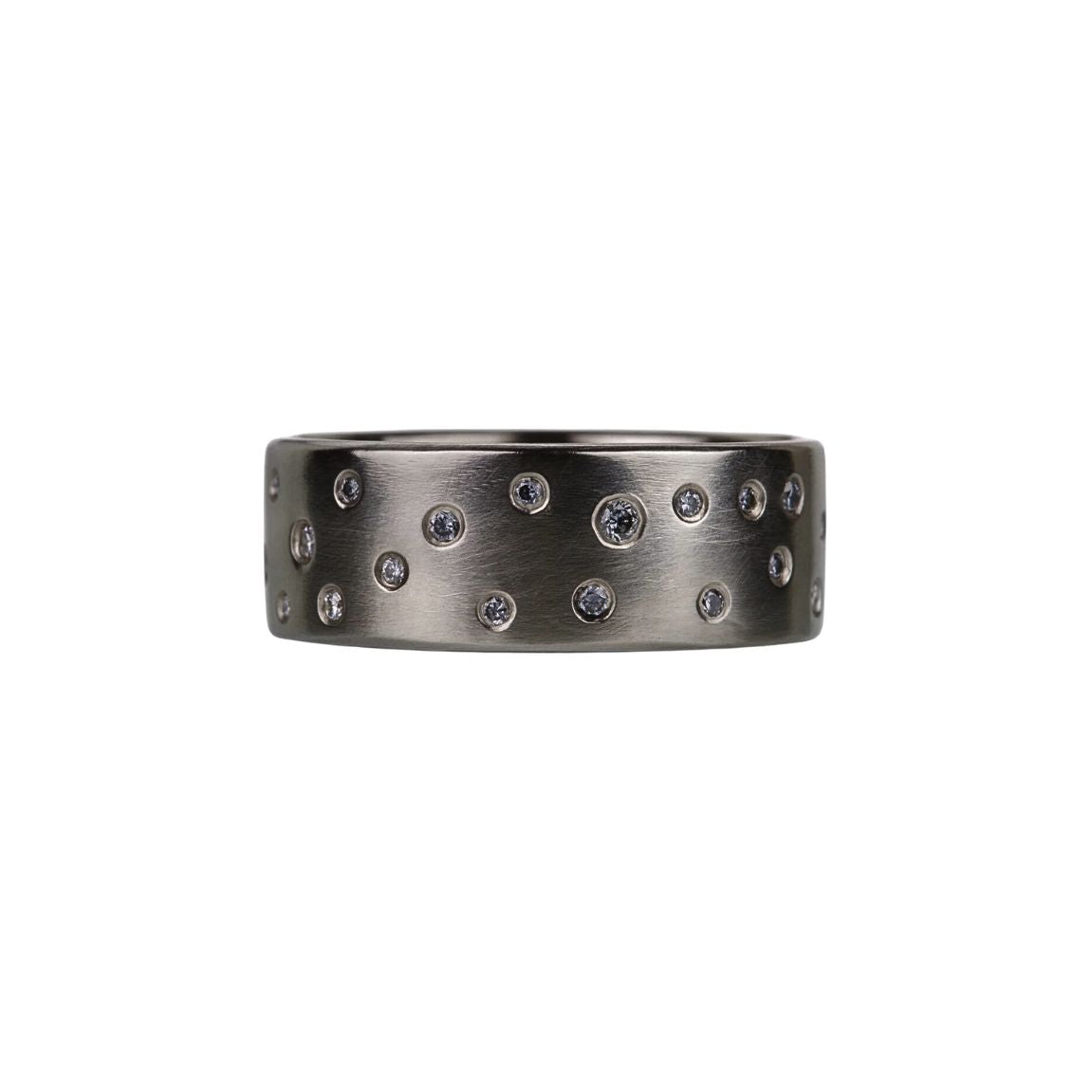 Kate Maller Oxidized Silver Scattered Diamond Ring