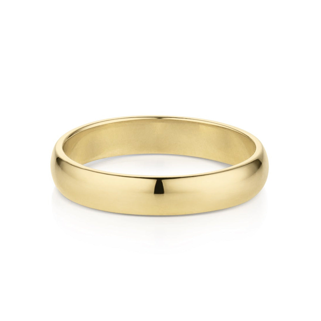 14k yellow gold simple puffed band ring high polish finish on white background