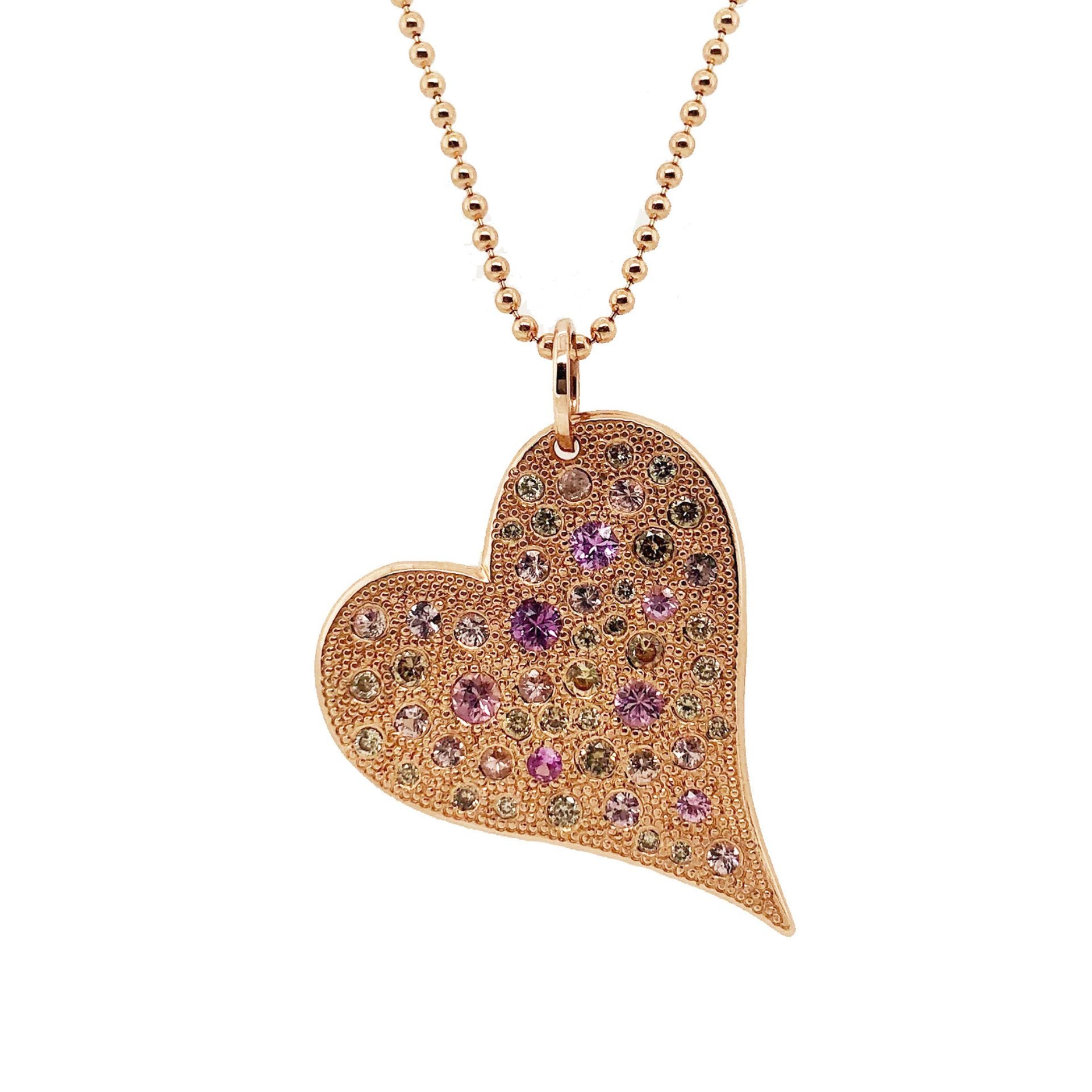 LAVE 14k Gold Heart with Cognac Diamonds & Sapphires