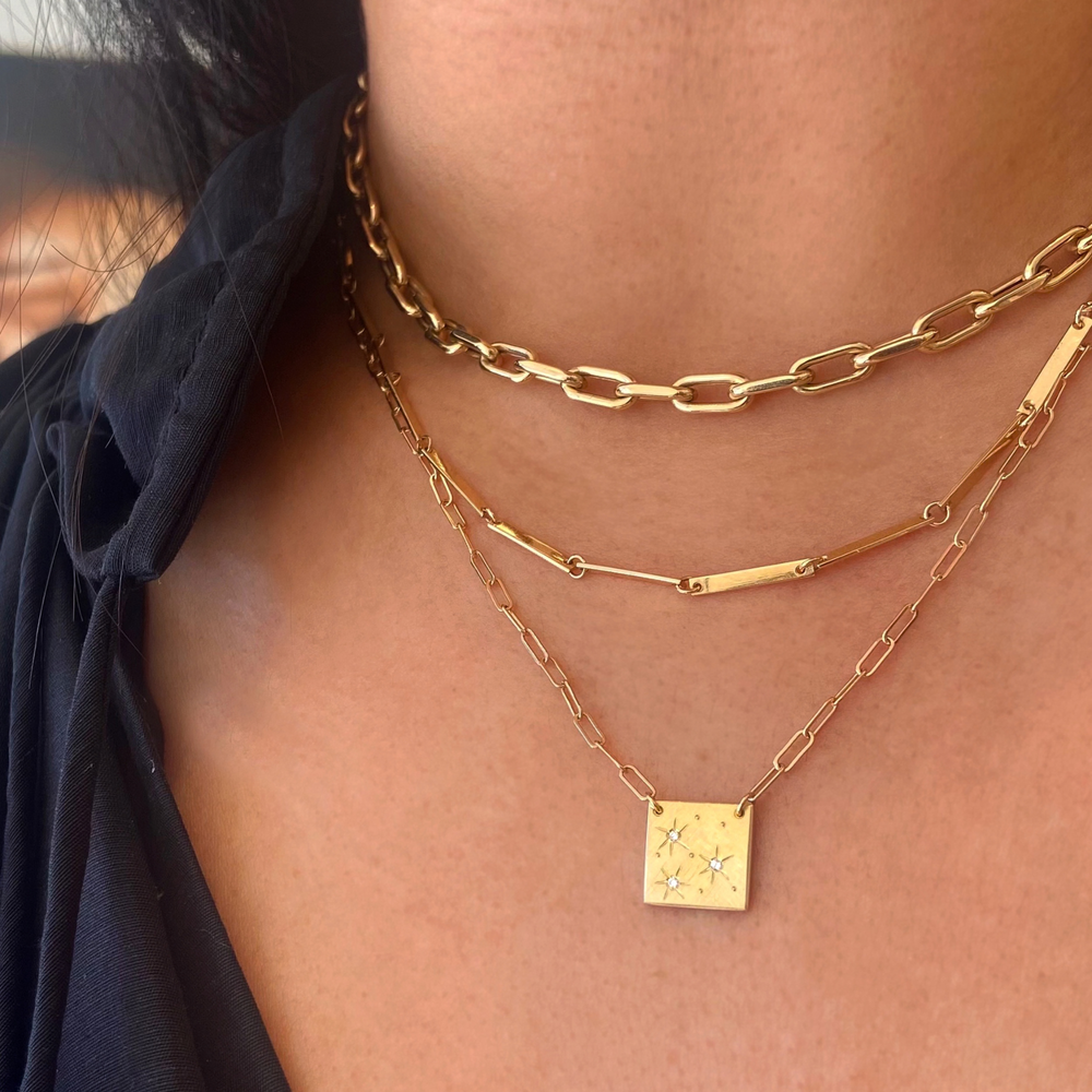 DOEY 14k Gold Flat Bar Link Chain Necklace | Julez Bryant DOEY 14k Gold Flat Bar Link Chain Necklace | Julez Bryant