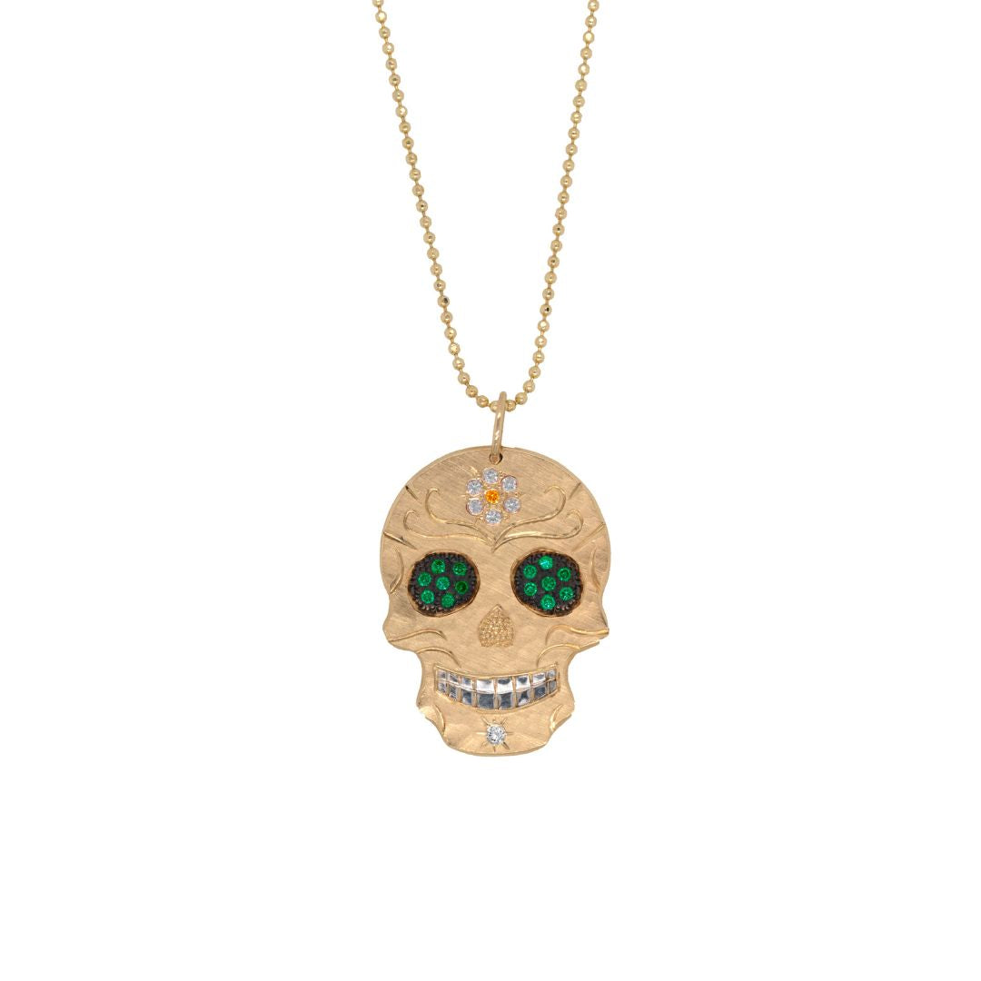 14k Gold Ghostrider Skull pendant Charm