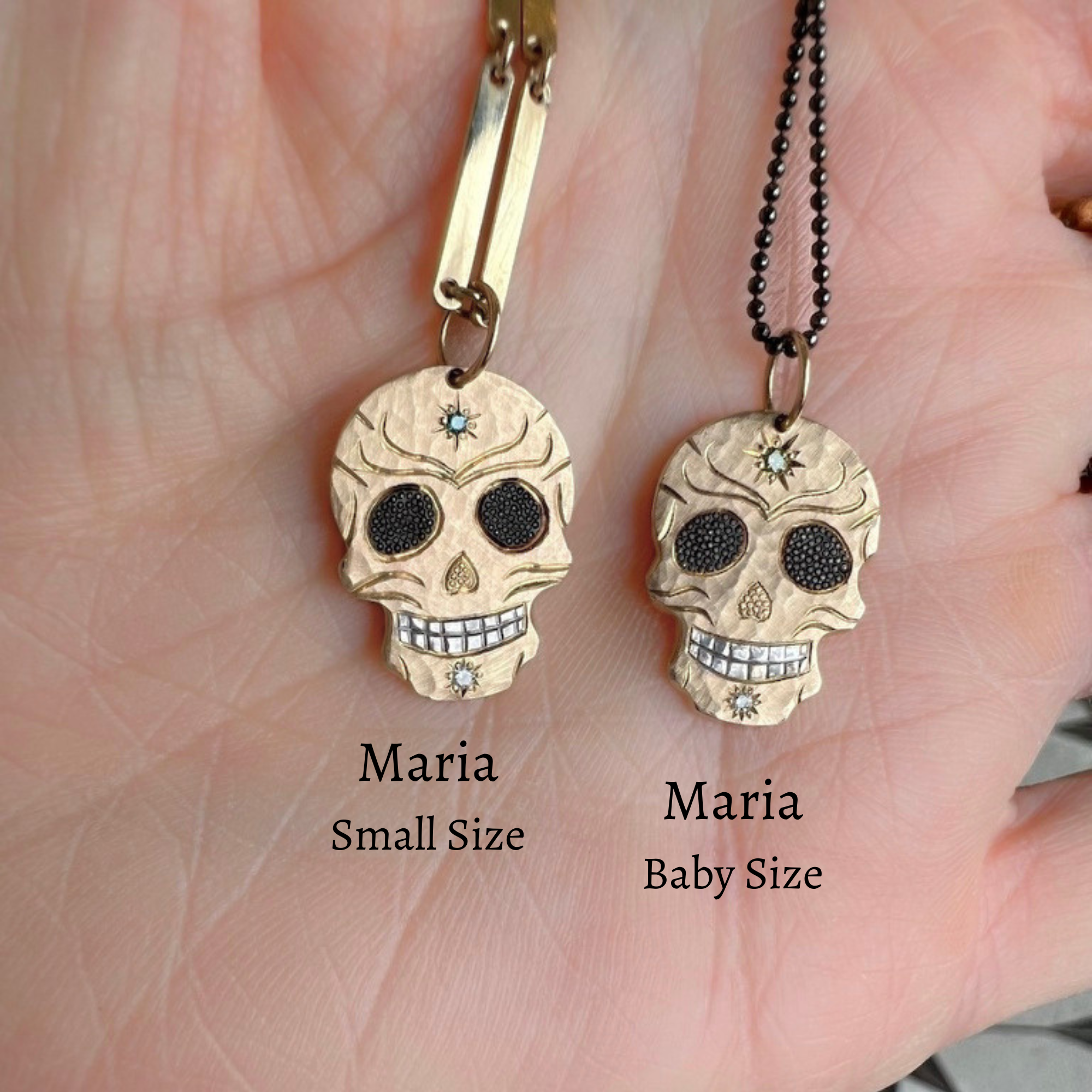 Diamond & Gemstone Sugar Skull Pendant | Customizable | Baby | 14K Gold | Style Ana