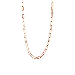 14k gold paperclip chain necklace, 2.0mm width, solid gold, modern handcrafted layering necklace on a white backdrop