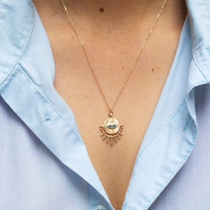 Celine Daoust Aquamarine and Diamond Sun Beams Medal Necklace