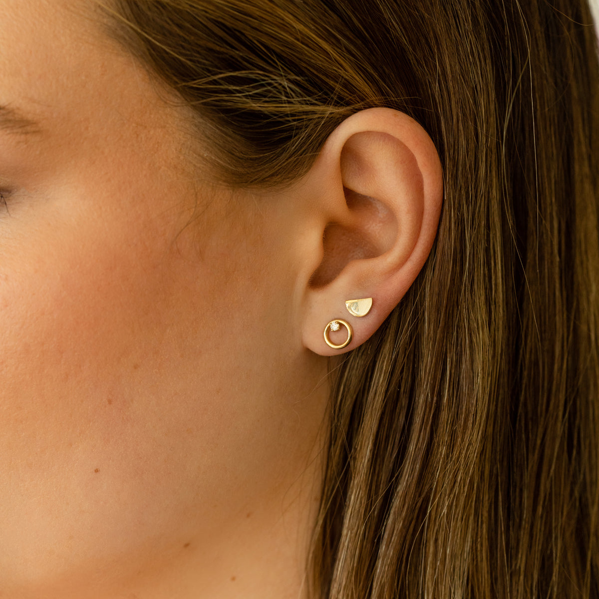 14k yellow gold OKAY earrings with dimaonds