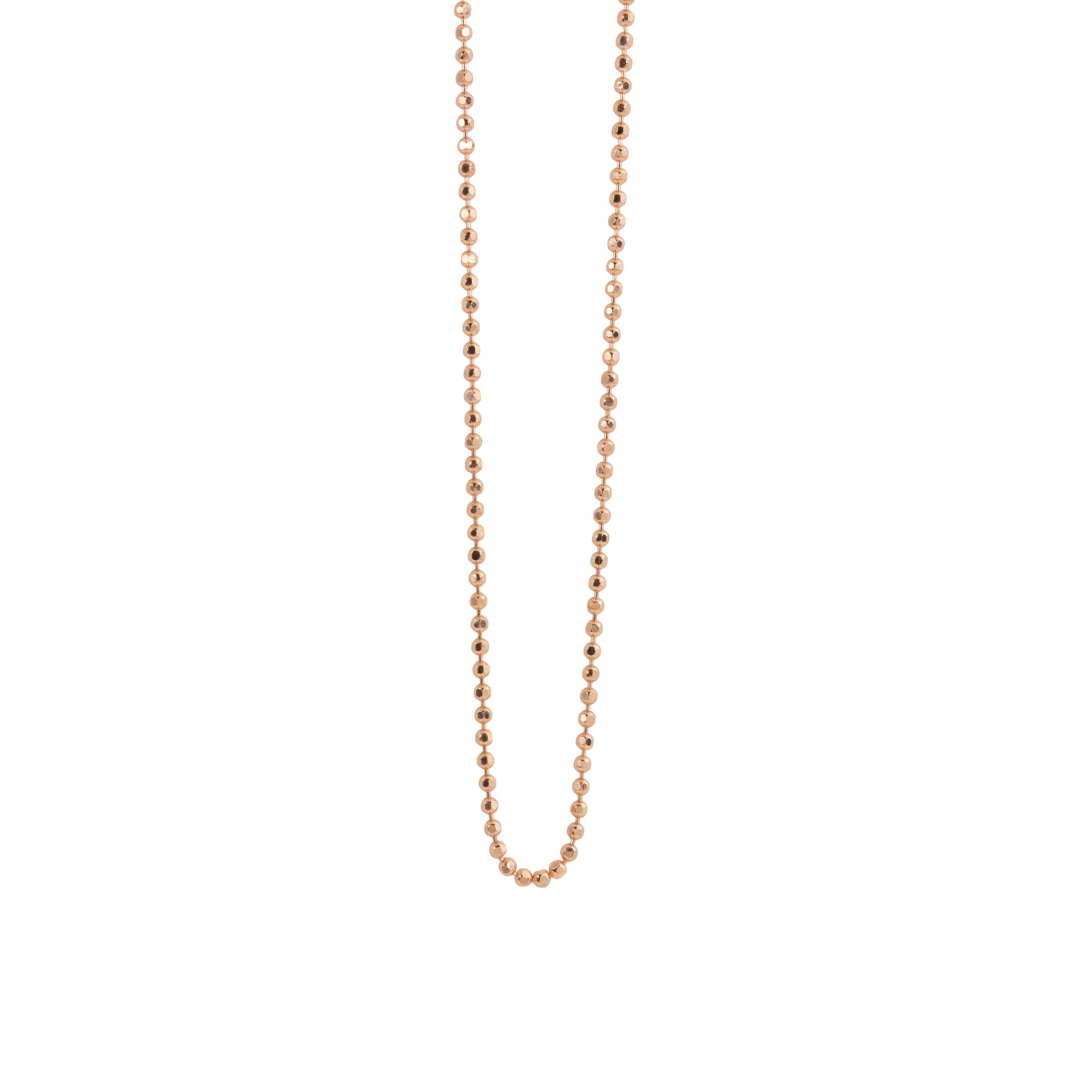 1mm rose gold ball necklace chain, delicate and sparkly
