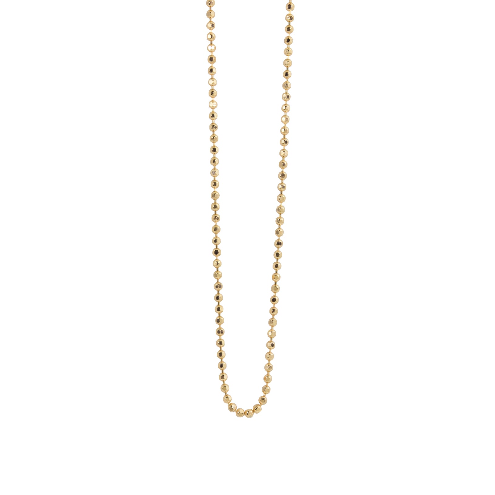 1mm yellow gold ball chain necklace with diamond cut finish