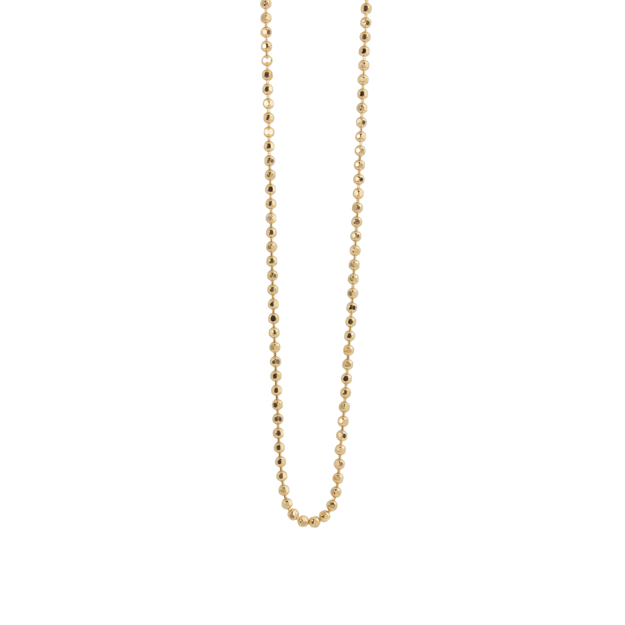 1mm yellow gold ball chain necklace with diamond cut finish