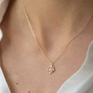 Celine Daoust Orange Yantra Sacral Chakra Enamel and Diamond Necklace
