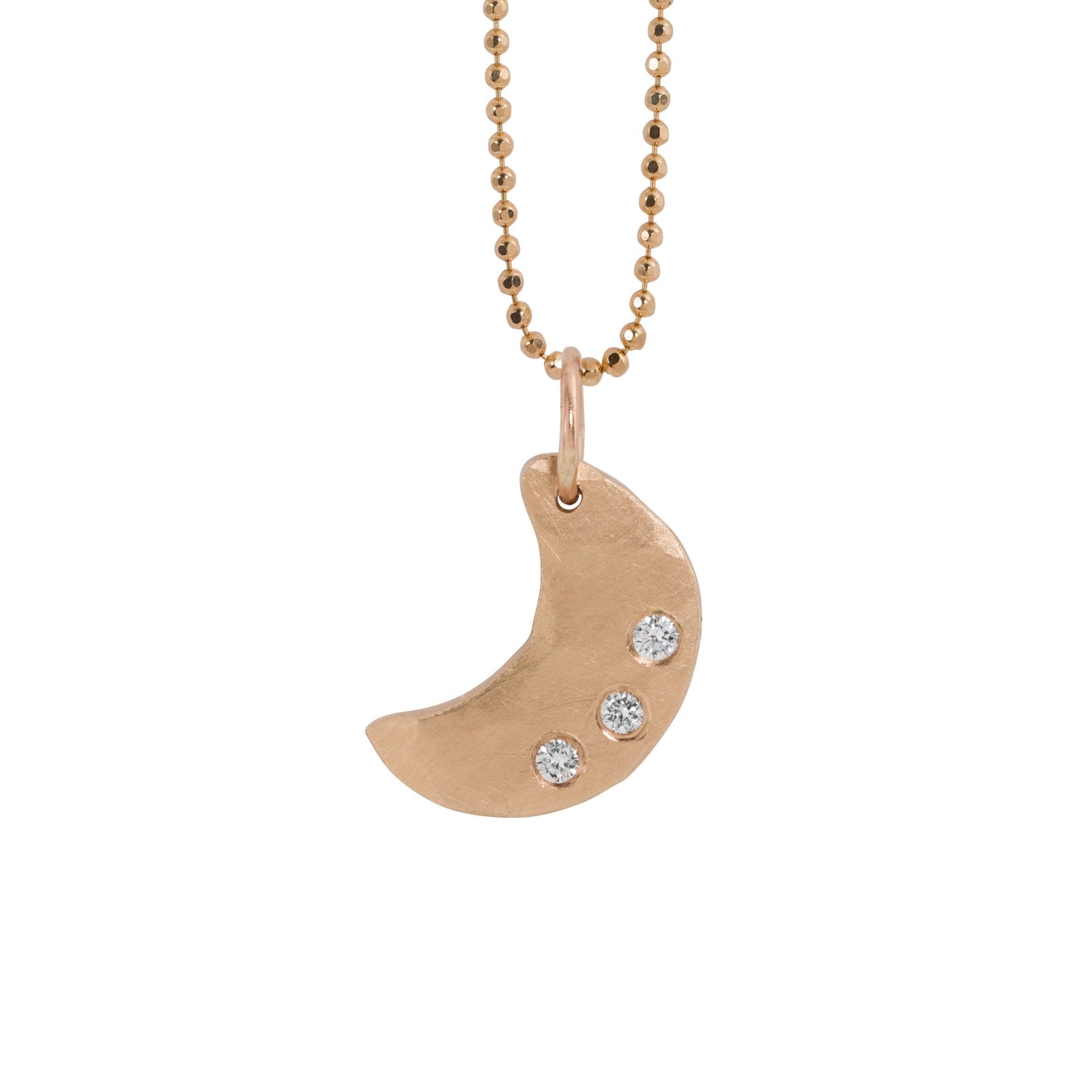 14k yellow gold ALEM floating moon with 3 diamonds