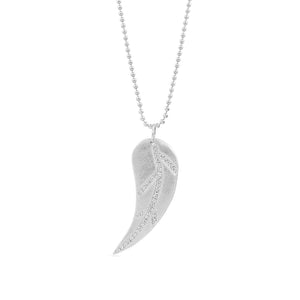 14k white gold large ARLA leaf pendant with diamonds