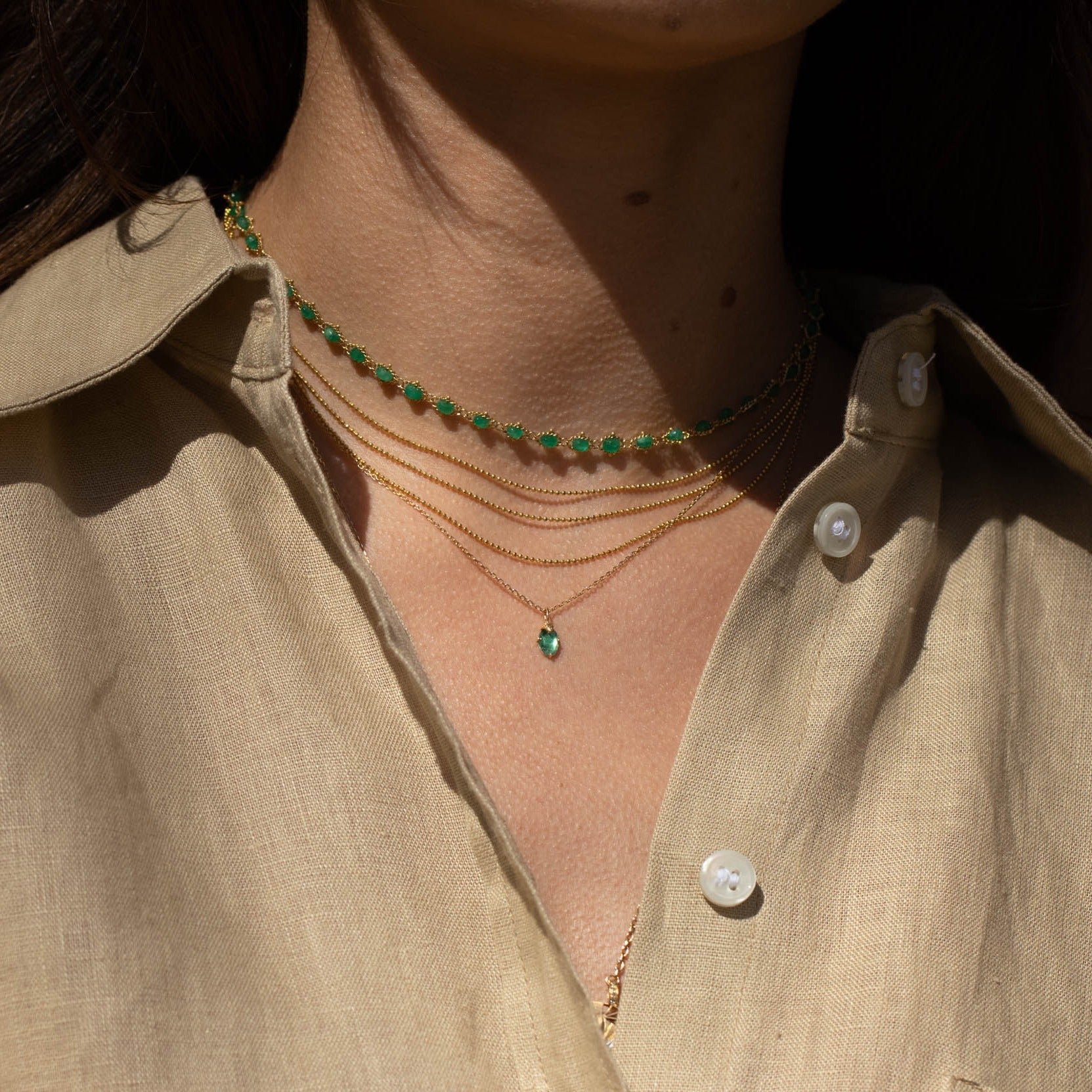 Celine Daoust Small Emerald Pendant Necklace