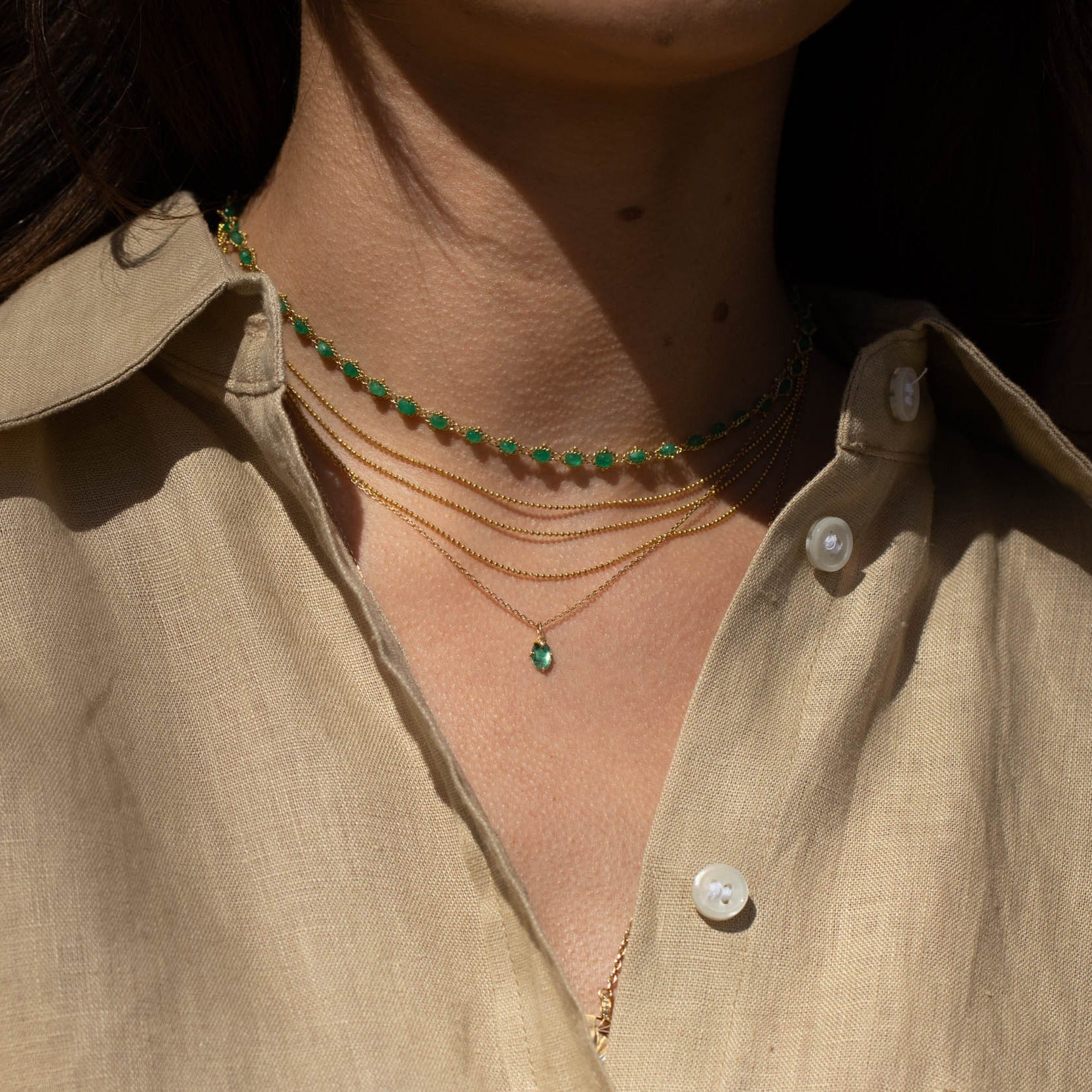 Amali Textile Emerald Necklace
