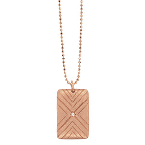 14k rose gold CALO pendant with hand etching and diamond