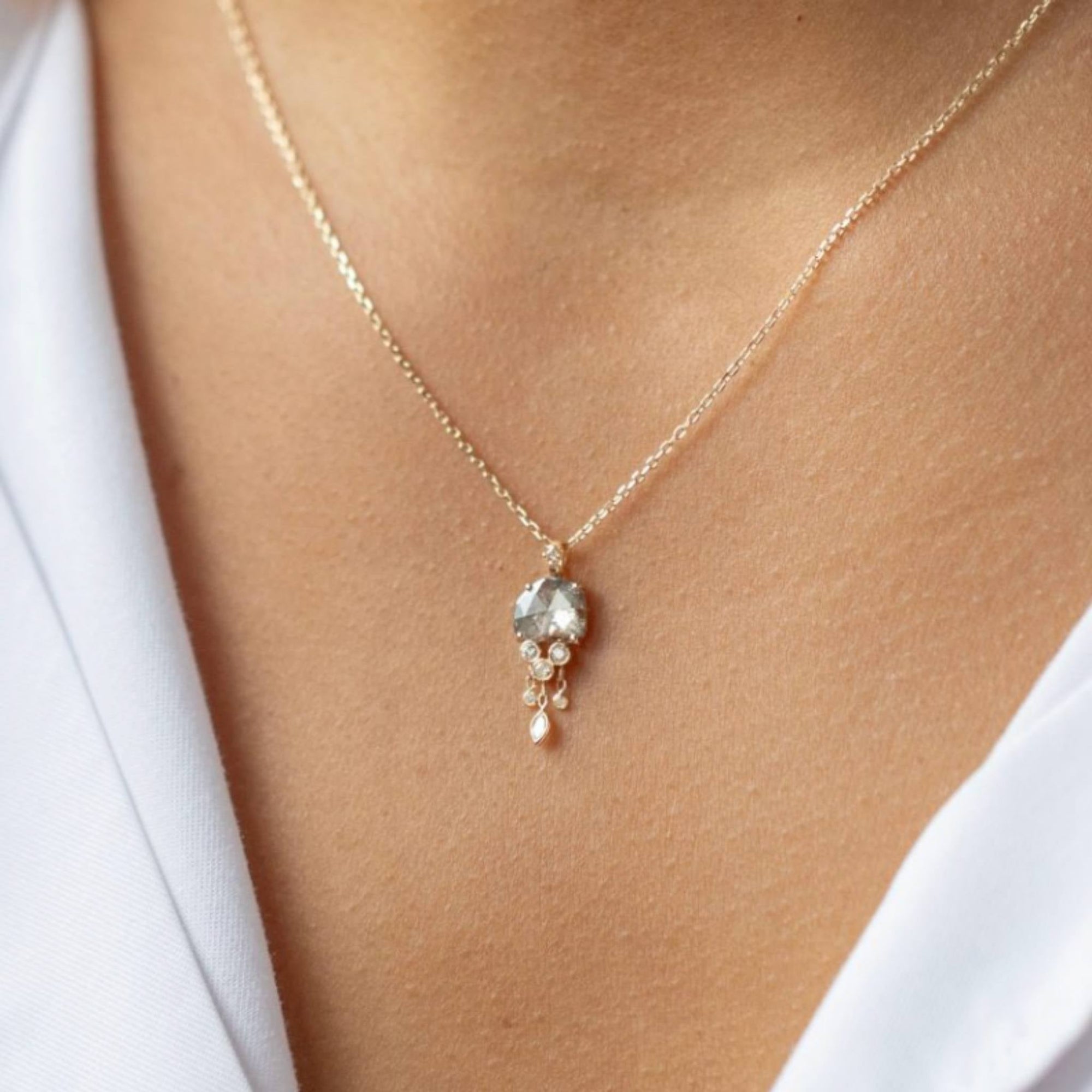 Celine Daoust Grey Rosecut Diamond Jellyfish Necklace
